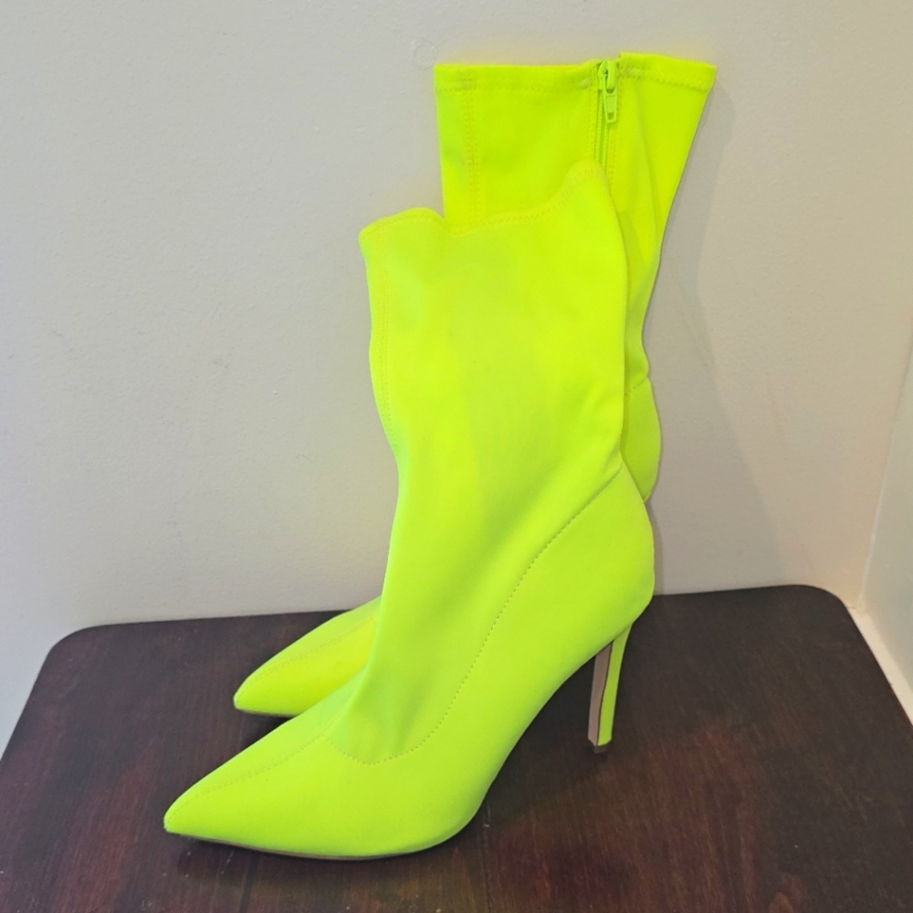 Neon Yellow Women's 3 Inch Spandex Boots